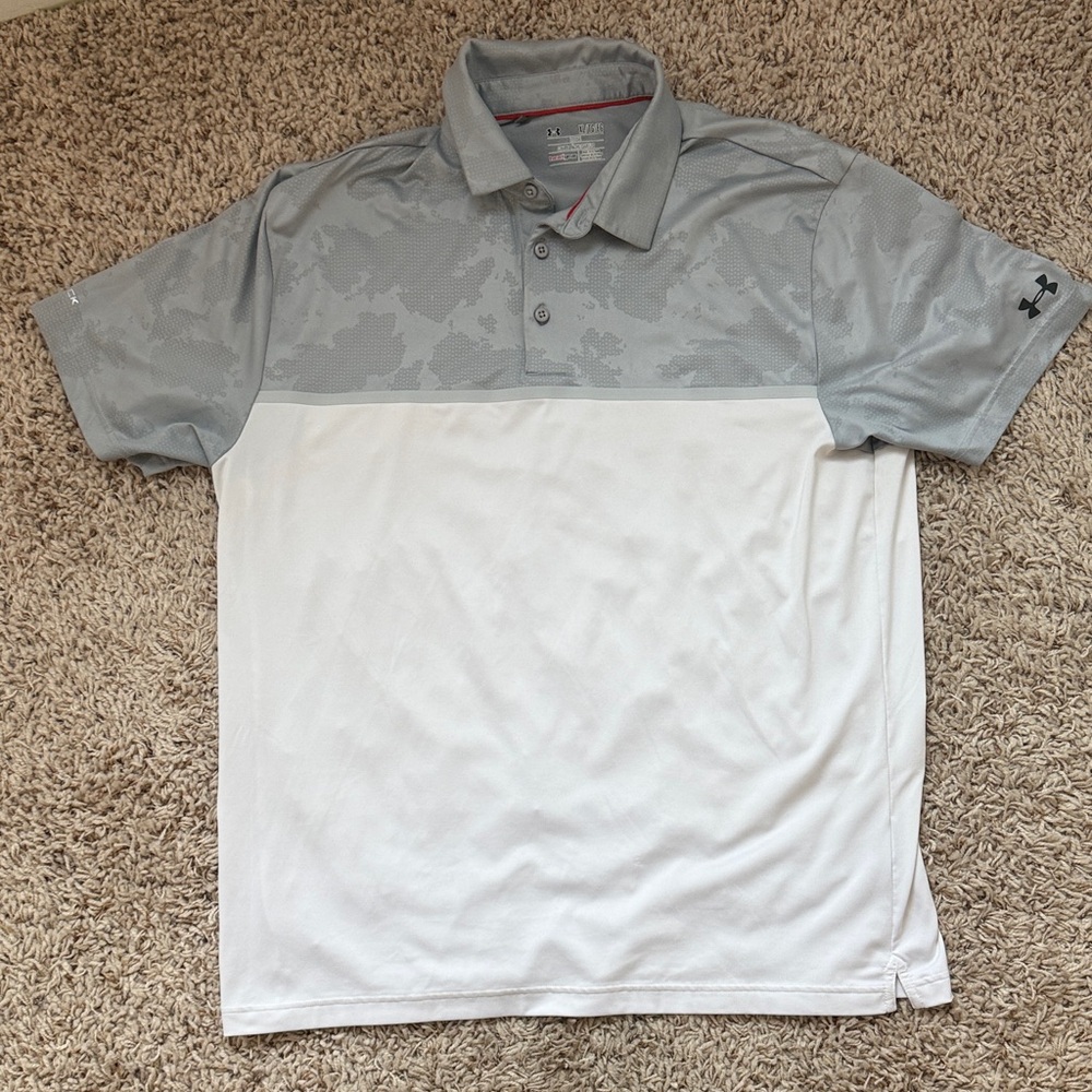 Under Armour Men's Polo Shirt in Gray and White